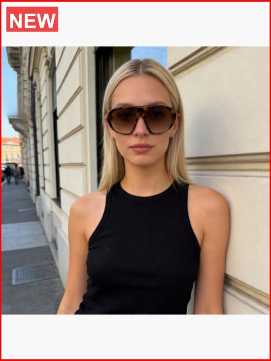 Retro Aviator Oversized Sunglasses UV400 Protection with Case main image 4
